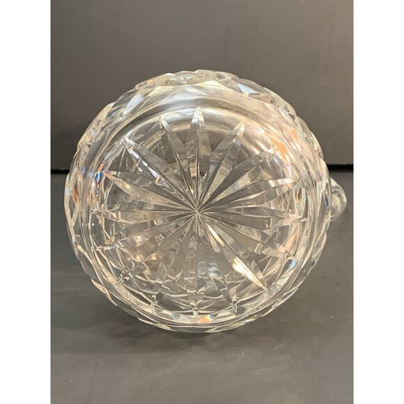 Vintage Genuine Hand Cut Lead Crystal Pitcher Vase Stars Checkerboard - Picture 5 of 10